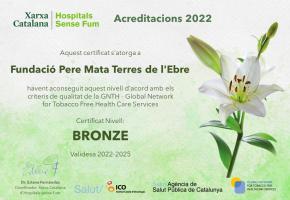 La FPMTE rep l’acreditació NIVELL BRONZE de la Xarxa Hospitalària Catalana d’Hospitals sense Fum